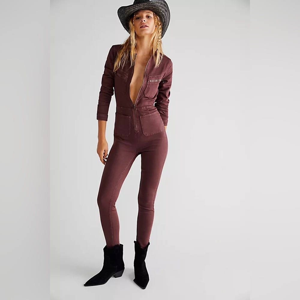 Free People Lennox Jumpsuit in Red